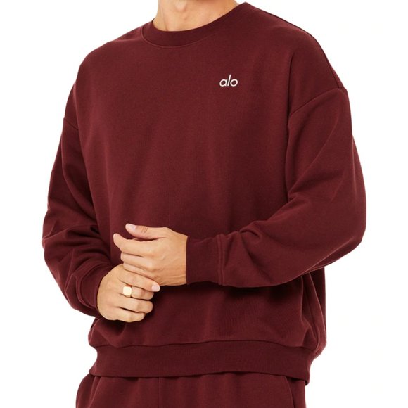 SOLD NWT Alo Yoga Cranberry Crewneck Sweater Size S - Picture 3 of 4